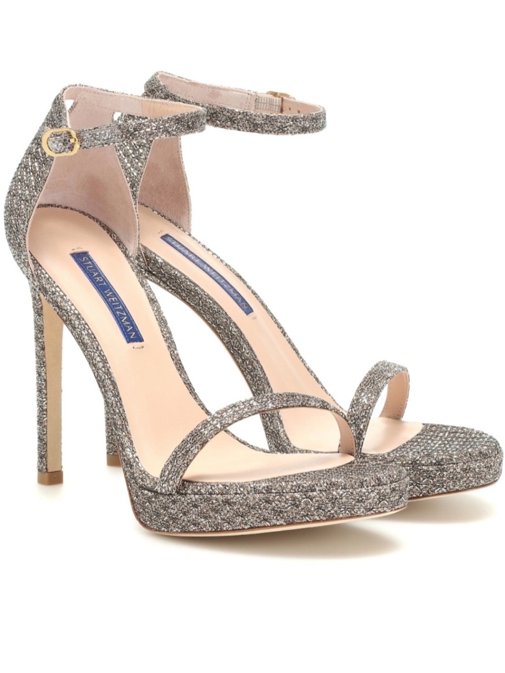 Stuart Weitzman Nudist Disco Glitter Heels Size 8.5 Like New
